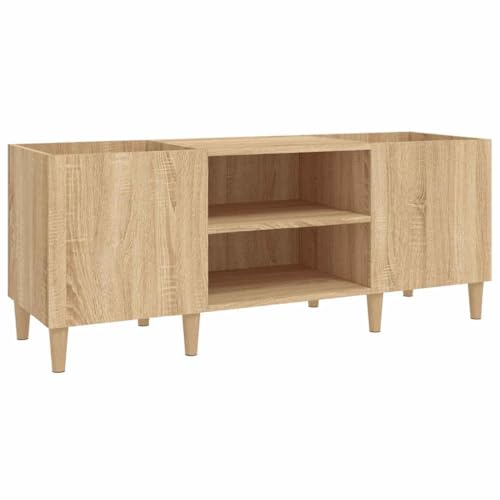 vidaXL Mueble de Discos contrachapada Roble Sonoma 121x38x48 cm, Mueble para Tocadiscos, Armario de almacenaje de Discos, Mueble para Discos de Vinilo