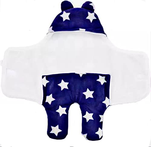 Image of BRANDONN Baby Blankets New Born Combo Pack of Wearable Super Soft Baby Wrapper Baby Sleeping Bag for Baby Boys /Girls (76cm x 70cm, 1-6 Months, Pack of 2 Pcs, Fur, navy blue, lightweight