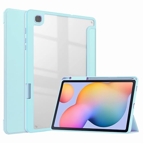 XFTeoux Case for Samsung Galaxy Tab A8 10.5 Inch (SM-X200/X205) 2021 Tablet with S Pen Holder, Multi-Angle Viewing Acrylic Back Cover with Pocket Auto Wake/Sleep,Blue