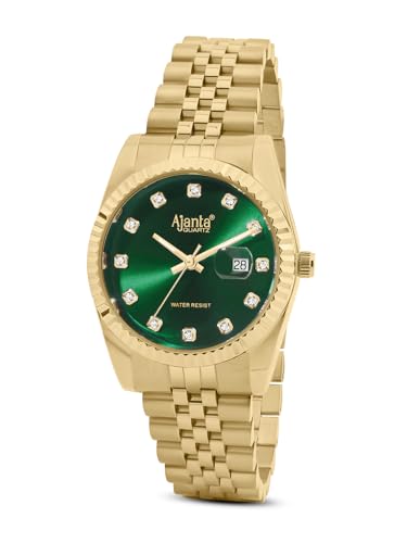 Image of Ajanta Quartz Avenza Women Analog Watch| Stainless Steel Bracelet Strap | Day & Date Display | Water Resistant | Formal & Casual Wrist Watch for Women