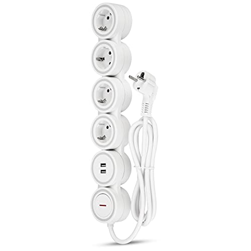 Multiprise flexible de haute qualité REV SupraFlex 4 prises et 2 USB finition blanche - 5