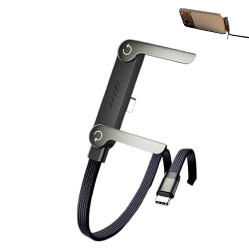 Image of Sideways Phone Charger, 2-in-1 Invisible Holder Charger Cable - Fast Charging Cord with Built-in Phone Stand, Sideways Charging Cable with Stand for Smartphones Tablets (C-C)