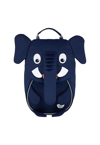 Affenzahn Kleiner Freund Kindergarten-Rucksack für 1-3 Jährige Ergonomisch Reflektierend Ziehzunge mit Namensschild Elefant (2025) - Blau