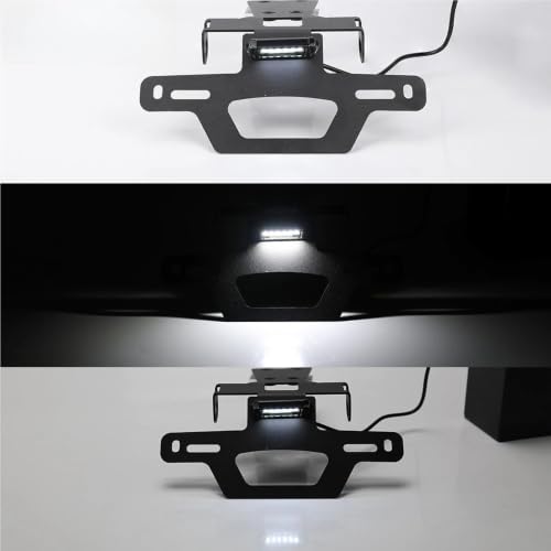 Support Plaque d'Immatriculation Moto Éclairage LED Cadre Arrière Ajustable - 4