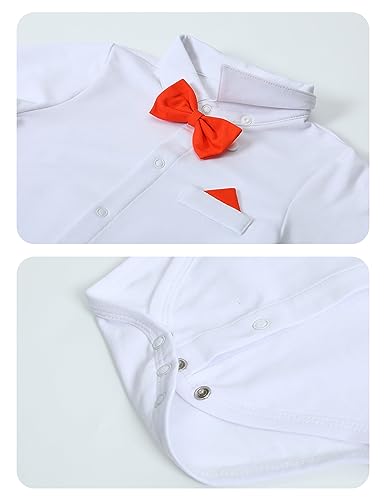 Image of A&J DESIGN Baby Boys Suits Infant Gentleman Formal Wedding Suspenders Outfit with Bowtie