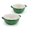 Fitz and Floyd Sicily Set of 2 Handled Serve Mixing Bowls 9 Inch and 12 Inch Green
