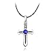 LSQJNDM pour Collier De Queue De FéE, Gris Fullbuster Croix Double Saphir Association Logo Pendentif éTudiant Anime Jeu RéTro Anime Collier Collection