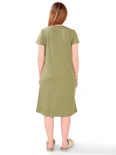 Image of Printed Knee Length Pocket Night Dresses for Women | Cat Lovers | Premium Soft Cotton Nighty | Sky Blue