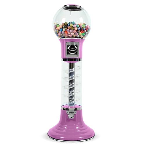 Gumball Machine with Stand - 4 FT Commercial Spiral Bubble Gum Machine - Coin Mechanism $0.25 Dispenses 1” Gumballs - Vending Machines for Kids