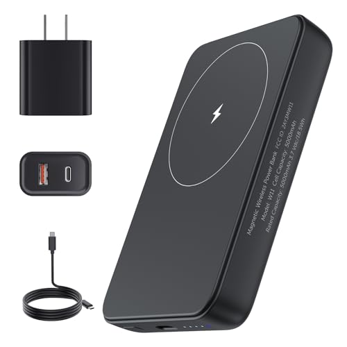 NEWQ Wireless Magnetic Power Bank: Magnetic Wireless Portable Charger with USB-C Cable Magnetic Battery Pack Fast Charging for iPhone 15/14/13/12 Pro/Pro Max/Plus/Mini