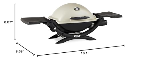 Weber Q1200 Liquid Propane Portable Gas Grill, Titanium &ndash; 1‑Burner Travel and Camping Grill with Cast‑Iron Grates & Electronic Ignition (8,500 BTU Burner)