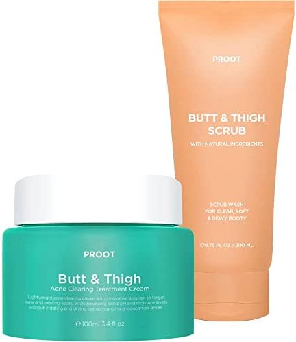 Butt & Thigh Scrub Wash + Butt & Thigh Acne Spot Cream Bundle | Butt Acne Cream and Exfoliating Scrub for Acne, Ingrown Hair and Bikini & Razor Bump | Calming and Soothing Natural Formula