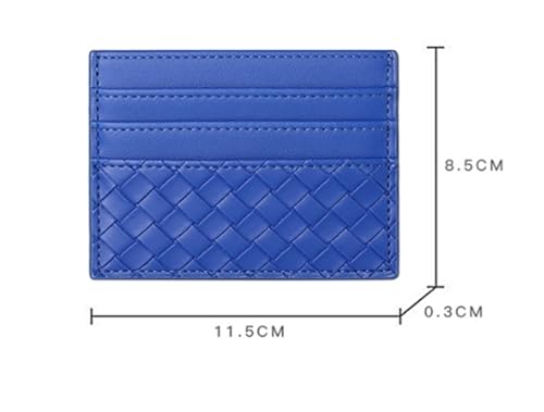 Woven Card Holder One-Piece Pu Leather Mini Card Holder ID Access Card Holder(Silver)2