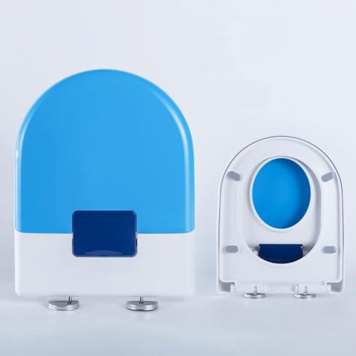 Wttfc Abattant WC Familial avec Frein De Chute,Lunette WC avec Cuvette Toilette Enfant,Forme D,SièGe De Toilette en PP pour Adultes Et Enfants,Montage Facile,Capacité De Charge,Bleu
