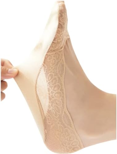 Lace No Show Socks Women's Low Cut Nonslip Liner Sock Invisible 5 Pairs (8-10, 3 Beige 2 Black)