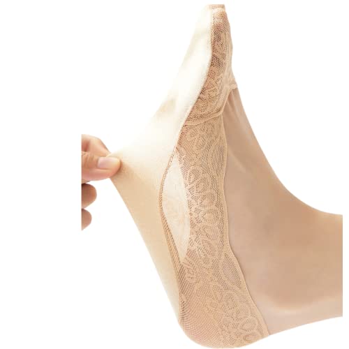 Lace No Show Socks Women's Low Cut Nonslip Liner Sock Invisible 5 Pairs (8-10, 3 Beige 2 Black) #TOP5