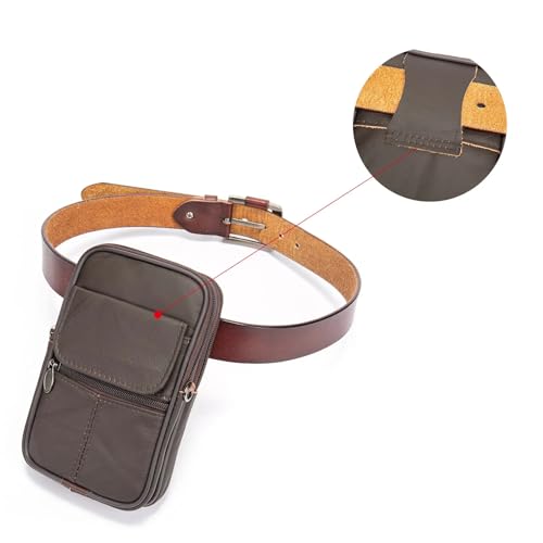 Bolso multifuncional de cuero vintage para hombre con compartimento para móvil y cartera 6