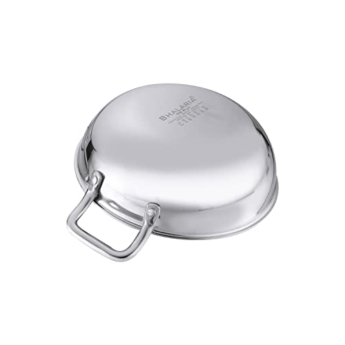 Image of Bhalaria Triply Stainless Steel Kadai 26cm 3.5 Litre | Induction Base Heavy Gauge 3 Layer Body | Deep Fry Pan Wok for Sabzi, Curry & Frying | Food Grade Steel | Gas Compatible | Dishwasher Safe