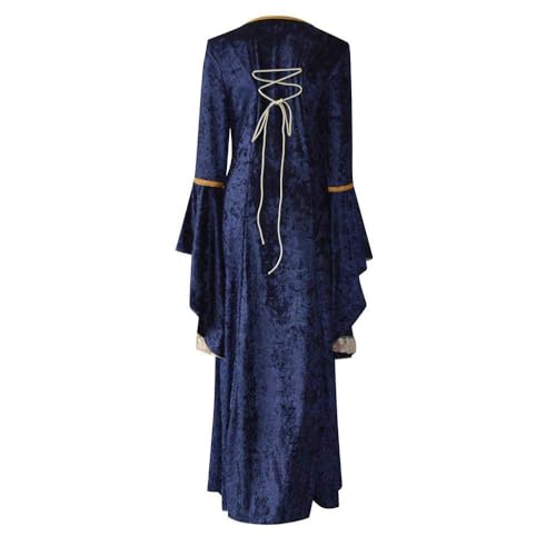 Vestido medieval largo para mujer disfraz renacentista de manga larga 2