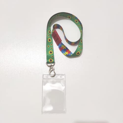 Cordão De Identificação Dupla Face Autista + Porta Crachá