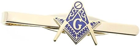 Masonic Blue Lodge Cut Out Shaped Compass & Square Tie Clip/Tie Bar Gold Color - Freemasons