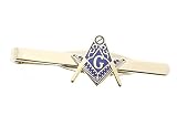Masonic Blue Lodge Cut Out Shaped Compass & Square Tie Clip/Tie Bar Gold Color - Freemasons