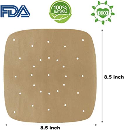 Air Fryer Disposable Paper Liners - 200 Pieces, Liners For Air Fryer, Square Air Fryer Liners, 8.5 Inch Unbleached Perforated Parchment Paper, Sheets For Baking, Frying, Roasting, Bamboo Steaming #TOP3