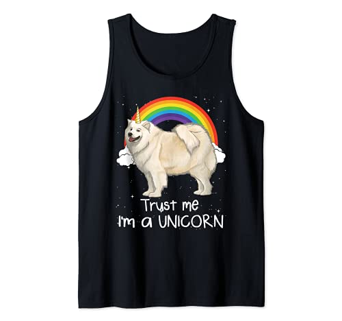 Rainbow Samoyed Trust Me I'm A Unicorn Dog Tank Top, Black