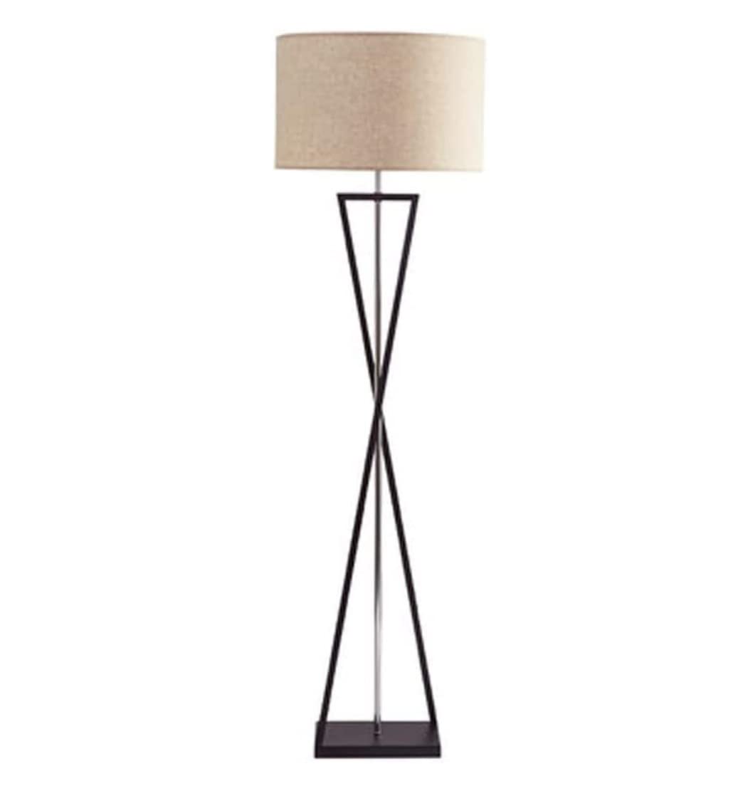 AZHKJKZH Floor Standing Lamp Iron Floor Lamp Modern Fabric Lampshade Standing Reading Light for Living Rooms Bedroom Office Living Room(Black+Linen)