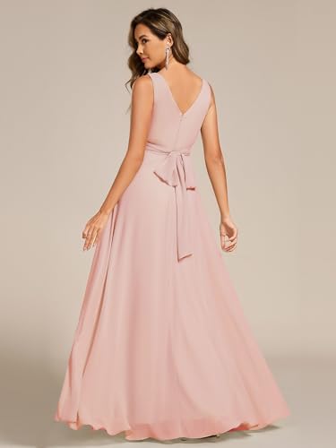 Image of Ever-Pretty Women's Elegant V Neck Pleated Sleeveless Chiffon Floor Length Bridesmaid Dresses 02355