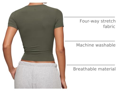 Image of CRZ YOGA Softembrace High Neck T-Shirt | Workout, Ultra Soft, Tight Fit, Waist Length, Short Sleeve Tops for Women