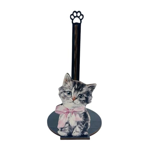 Porte-Rouleau de Papier Absorbant pour Chat | Support en Bois Debout, Design Mignon pour Chien et Chat - Porte Rouleau Papier Toilette sur Pied - pour Cuisine Camping Caravane Voyage Maison Bureau