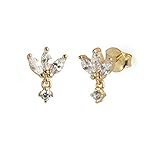 LYGSWDB 2 Pendientes de Plata de Ley S925 con diseño de Ojo de Caballo, aretes para Mujeres, Parejas, circón, Piercing yc609 (Color de la Joya: 2 Colores Dorados)