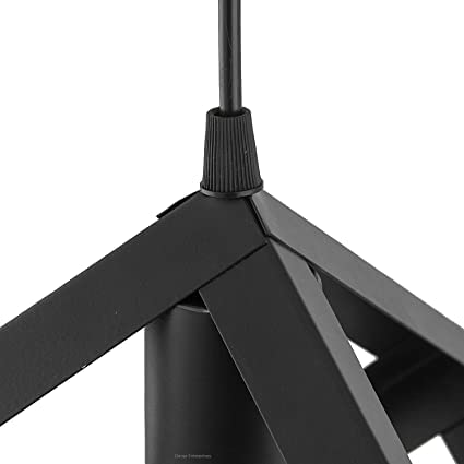 Image of JACKAL Metal 3 Set Vintage Cube Shape Pendant Light | Hanging Ceiling Light with Braided Cord | Decorative, Fancy Lights for Home, Living Room, Cafe, Restaurants & Bar (Black) - (with Bulb)