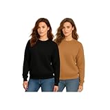 Kit 2 Casaco Moletom Gola Redonda Feminino Careca Blusa De Frio (BR, Alfa, GG, Regular, Regular, Preto/Cobre)