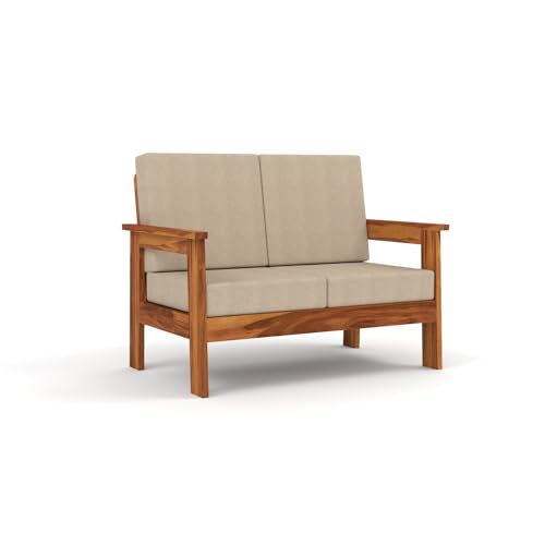 Image of Sheesham Wooden 4 Seater Sofa for Living Room | Solid Wood Sofa | Rosewood Sofa Set for Home & Office | Lounge (Honey, 4 Seater)