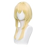 LABEAUTÉ Anime Yellow Wig for Lumine Cosplay Wig Blonde Straight Hair with Bangs + Cap (Traveler-Lumine)