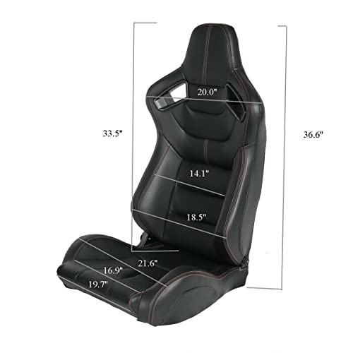 Osias 1Pair Universal Car Racing Seats Pvc Leather With 2 Sliders Sport Seats ，Leather Bucket Seats Sport Adjustable Seats With Sliders #TOP5