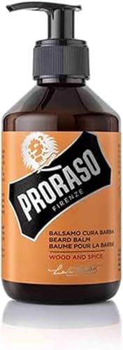 Proraso Bálsamo barba, Wood and Spice, 300 ml, bálsamo barba hombre suavizante anti irritaciones, bálsamo para cuidado facial hombre con aroma refrescante