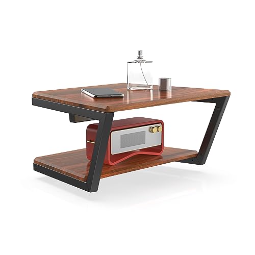 FITUEYES Design Multimedia Wandregal, Schweberegal aus Holz & Metall, HiFi Rack für TV Komponenten DVD-Player Router Kabelboxen, Eiffel Serie