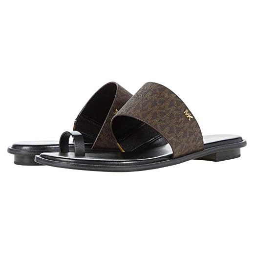 Michael Michael Kors Women's August Flat Sandals Brown/Black 8 M