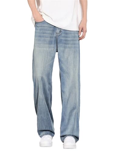 Men Thin Jeans Soft Straight Vintage Casual Trousers Street Comfortable Denim Pants