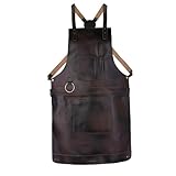 Leathershire Dark Brown Full Grain Leather Apron Butcher -Cook -BBQ -Cooking - Wood work - Cheff - BBq Grill Gift (Dark Brown 1)