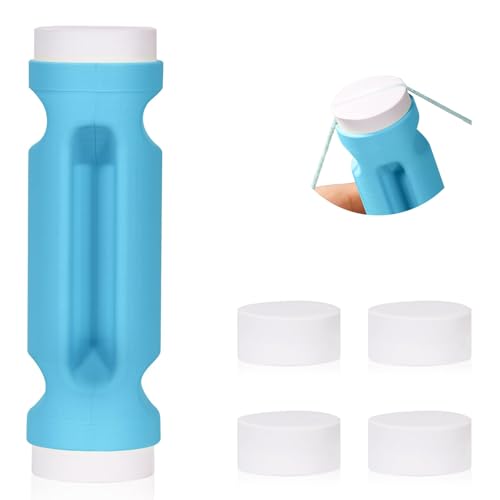 Crochet Loop Guide for Beginners Durable Plastic 4 Crochet Holder with 6 Replaceable Sponges Reusable Yarn Guide Tool Accessories for All Yarn Types Easy Start Crochet Ring Aid (Blue)
