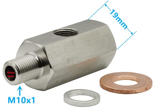 Dsnaduo M10 Oil Pressure Sensor Tee Adapter Turbo Supply Feed Line Gauge M10X1.0 Female To M10 X 1.0 Male With 1/8 Npt Side Port Stainless Steel Hose T Fittings #TOP2