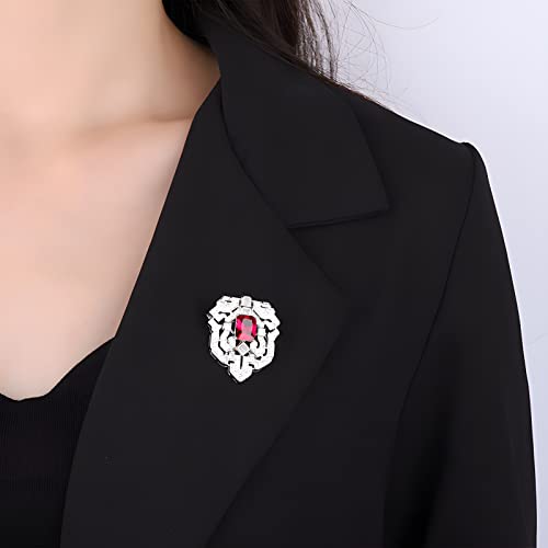 Image of 18K Gold Plated 8 * 10mm Simulation Emerald Red Steel Jade Diamond Cubic Zirconia Gem Brooch Women's Upscale Luxury Gift for Girls Wife Sisters 18K Gold Plated Women's Brooch