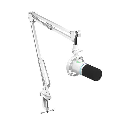 ラージダイアフラムマイクPM500、アンカー専用、XLRライブレコーディングダビングコンデンサーマイク、ライブブロードキャストやプロのレコーディングに最適 (Color : White cantilever)