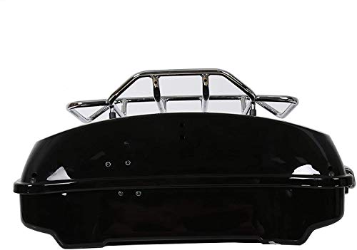 Image of ECOTRIC Chopped Motorcycle Storage Trunk Touring Trunk Tail Box w /Top Rack Compatible with 2014-2024 Harley Touring Models (2 Packages)