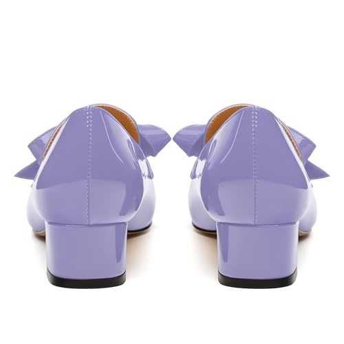 Image of Womens Loafer with Heel, Comfortable Chunky Heels for Women, Loafers Shoes with Bowknot Womens Bunion Dress Shoes