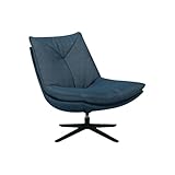 Poltrona girevole BRIKELL in tessuto blu e base in metallo nero